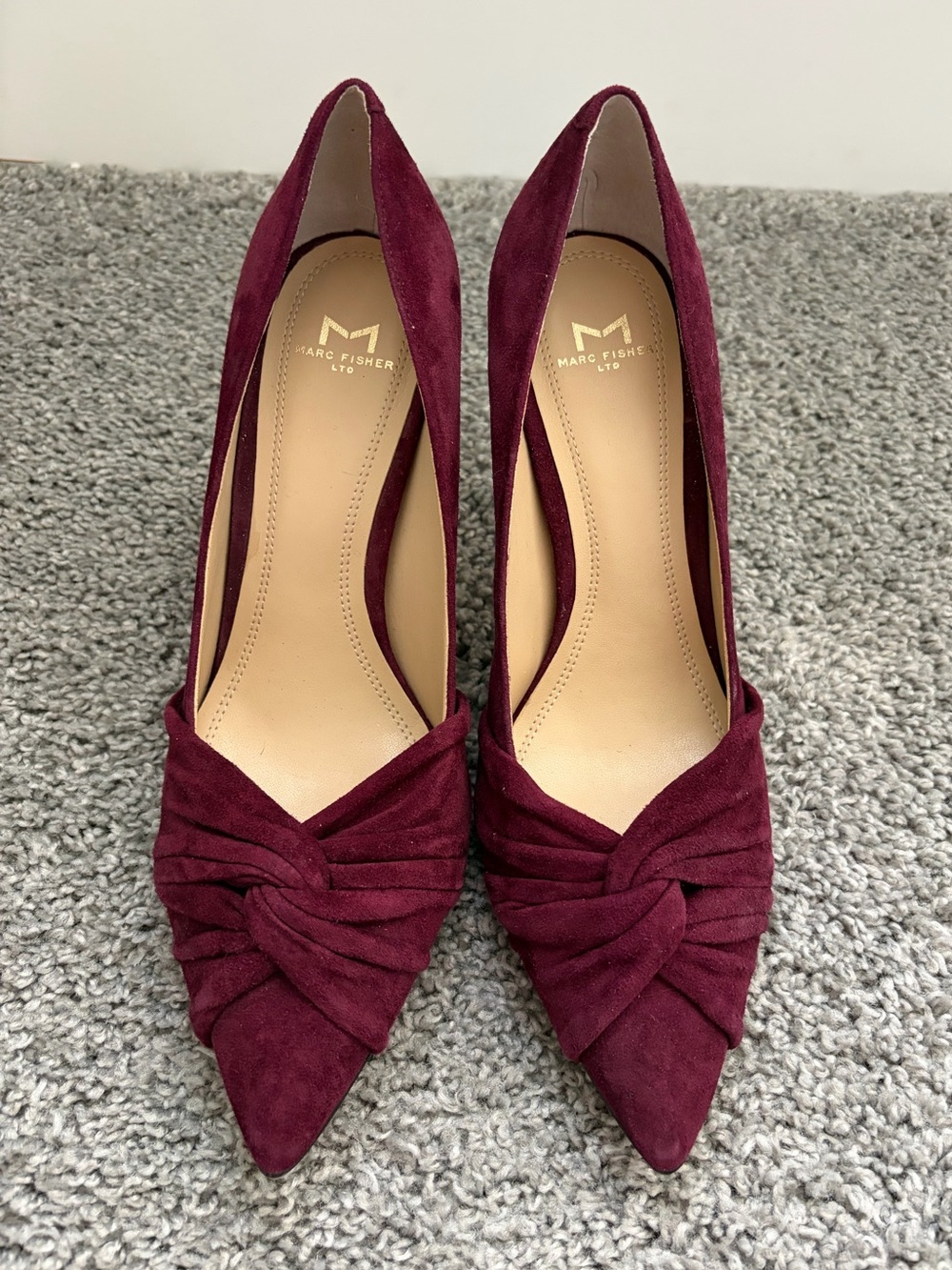 Nordstrom Marc Fisher Wine Suede Knotted Pointed-Toe Pumps